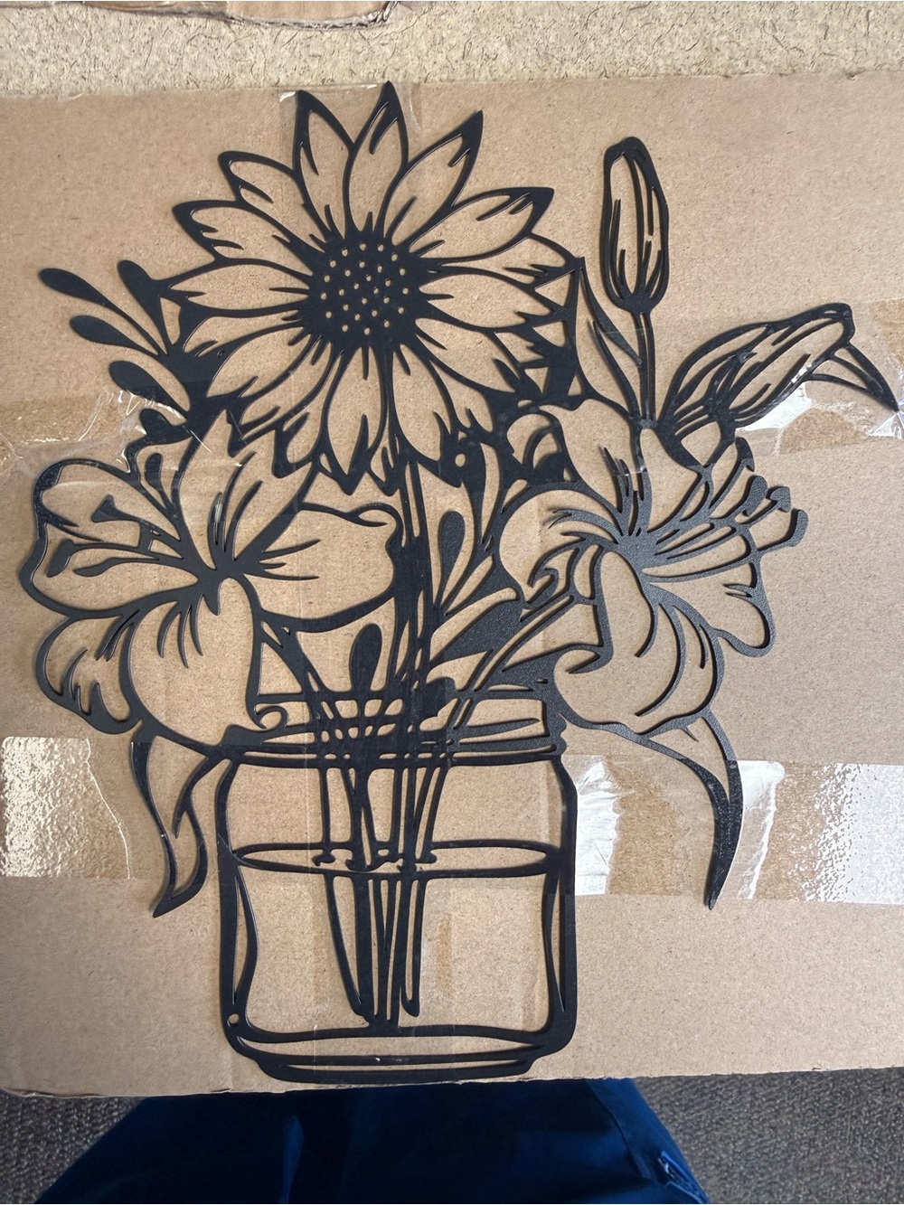 Black Floral Bouquet Metal Wall Art - Brand: